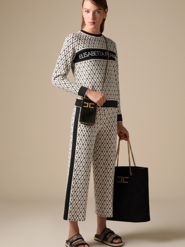 Palazzo trousers with diamond pattern