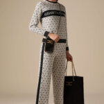 Palazzo trousers with diamond pattern