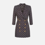 Coat dress in double layer printed crêpe fabric