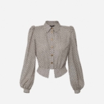 Crop blouse in viscose with micro logo print