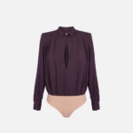 Bodysuit-style shirt in viscose fabric with wing collar