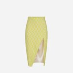 Crêpe calf-length skirt with diamond print