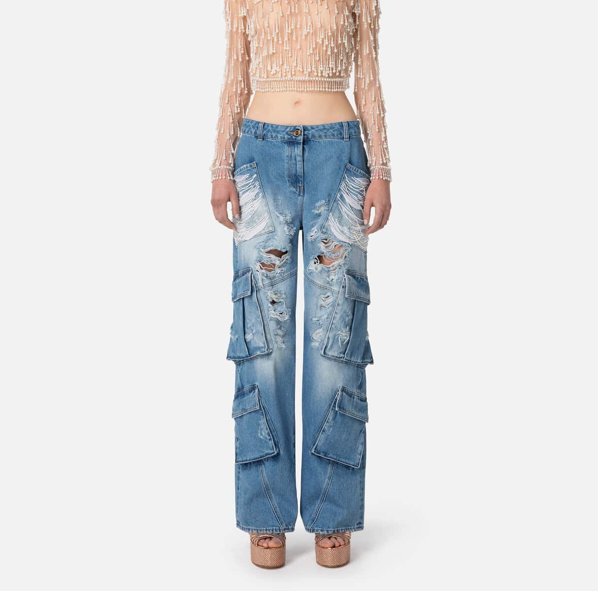 Cargo jeans with sequins - ELEGANZA -ELISABETTA FRANCHI