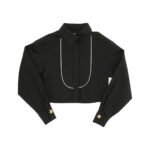 SHIRT WITH PLASTRON AND RHINESTONES APPLICATION CA248 OPTICAL WHITE