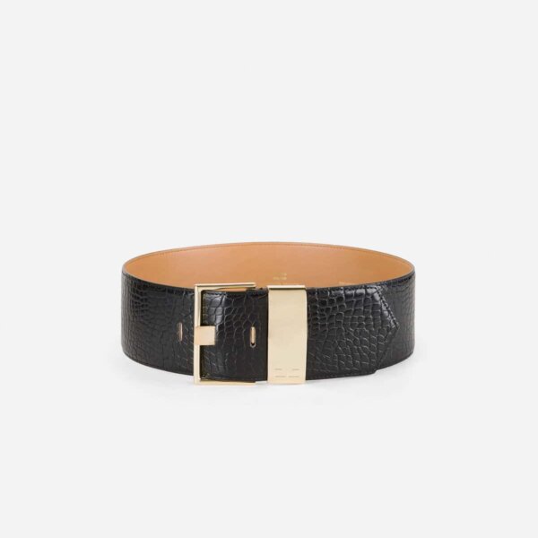 Maxi belt with crocodile print