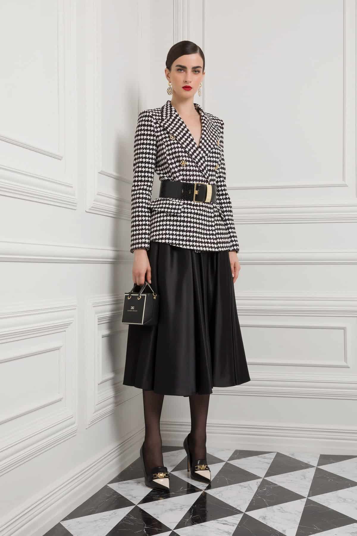 Houndstooth jacket with optical buttons - ELEGANZA -ELISABETTA FRANCHI