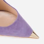 Suede pumps with gold sculptured heel