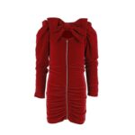 STRETCH VELVET DRESS WITH RED VELVET RHINESTONES APPLICATION