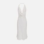 Midi dress in jacquard viscose fabric with neckline on the back