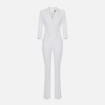Double layer crêpe double-breasted jumpsuit