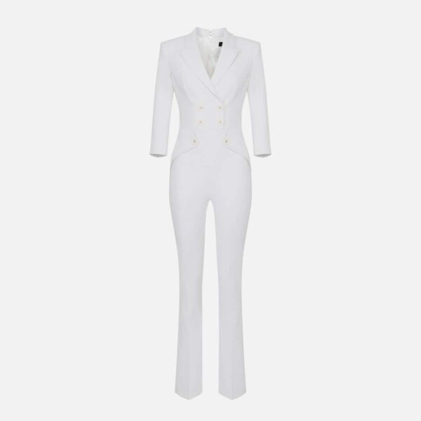 Double layer crêpe double-breasted jumpsuit