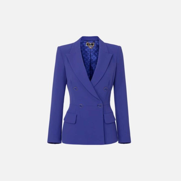 Crêpe double-breasted jacket with waisted cut