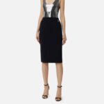 Midi skirt in stretch crêpe fabric with charms