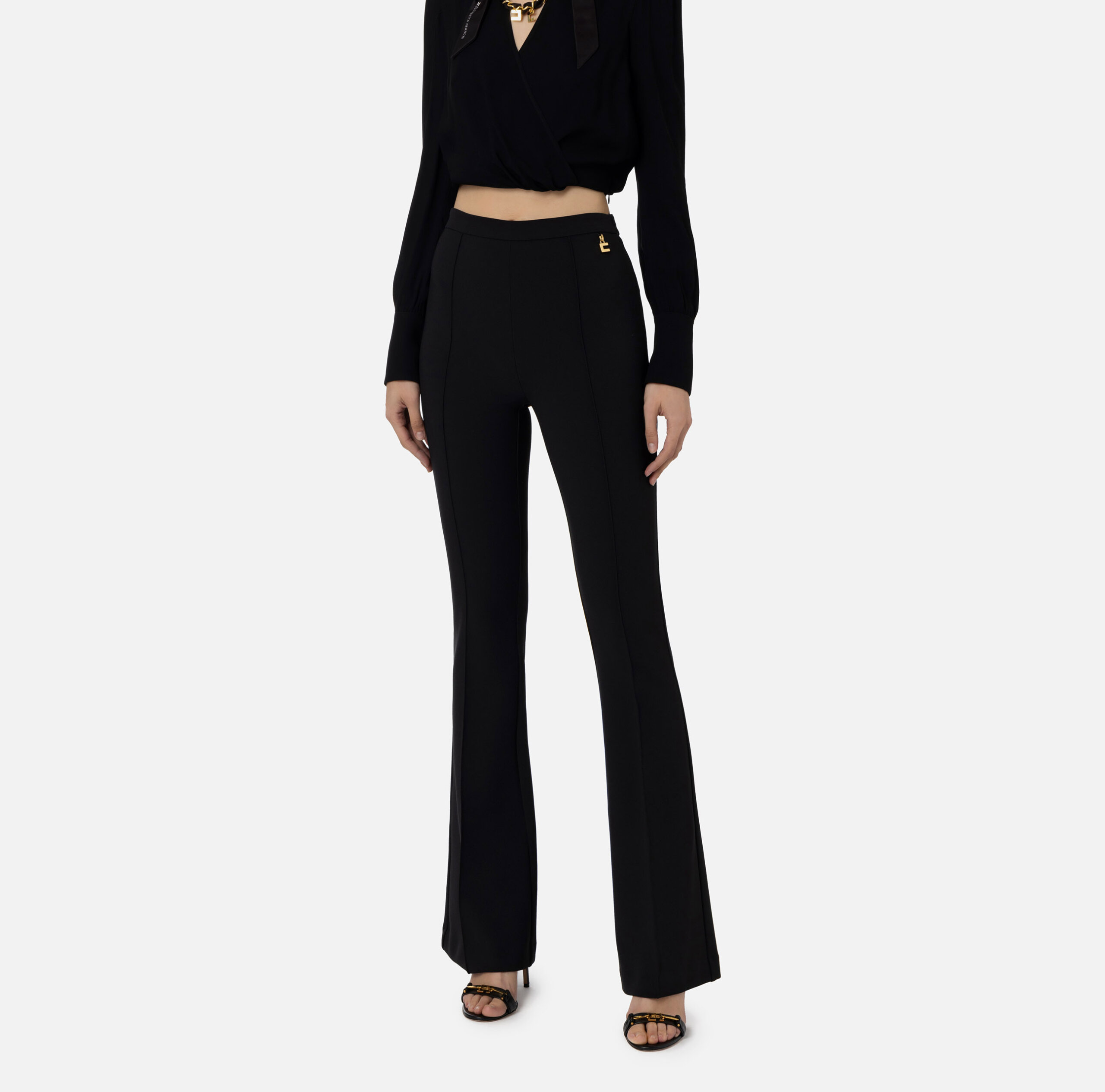 PA02641E2_110_1 Palazzo trousers in stretch crêpe fabric with charms - Image 1