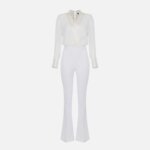 Crêpe and viscose combined jumpsuit