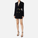 Coat dress in crêpe fabric with belt