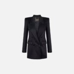 Double-breasted jacket in shiny satin crêpe