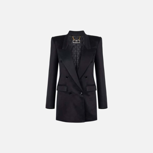 Double-breasted jacket in shiny satin crêpe