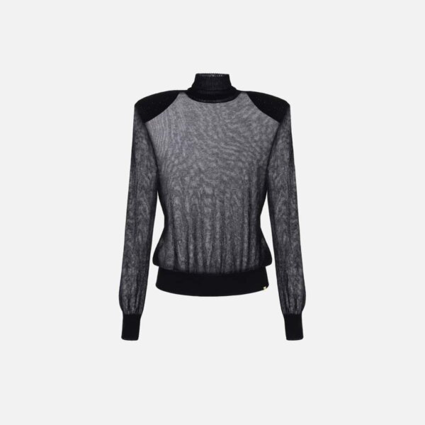 Viscose turtleneck with shoulder pads