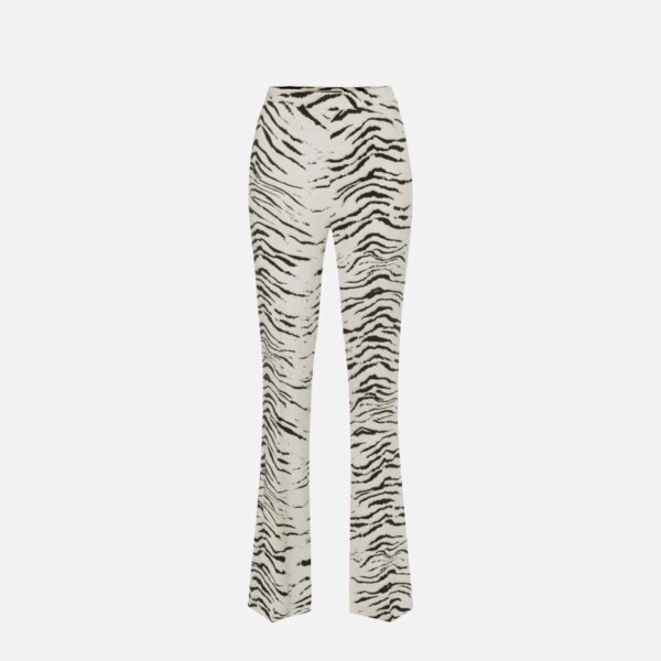 Straight trousers in viscose cady with animal print