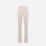 Palazzo trousers in stretch crêpe fabric with logo rivet