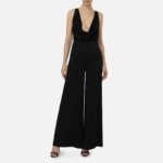 Flowing crêpe jumpsuit with bra accessory