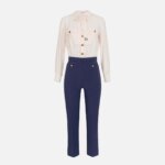 Stretch crêpe jumpsuit with bow