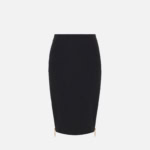 Midi skirt in crêpe fabric with zip