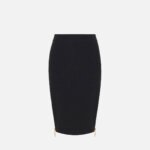 Midi skirt in crêpe fabric with zip
