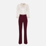 Jumpsuit with crossover blouse and flared trousers with horsebit