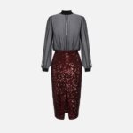 Sequin-embroidered georgette midi dress