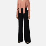 Satin palazzo trousers with belt