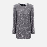 Sequin-embroidered chenille boxy mini-dress