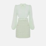 Dress in georgette and lurex bouclé fabrics