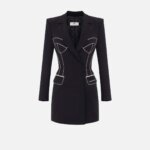 Coat dress in crêpe fabric with contrasting piping