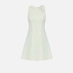 Dress in crêpe fabric with jewel belt