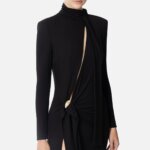 Red Carpet jersey dress with slit and knots