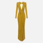 Red Carpet dress in cupro jersey with piercing