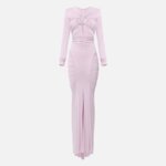 Red Carpet dress in cupro jersey with cut-out and train
