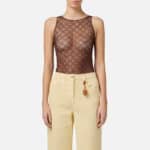 Bodysuit in jacquard tulle fabric with diamonds