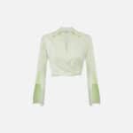 Satin cropped blouse with draping