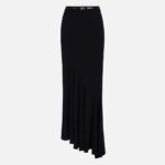 Asymmetric skirt in lightweight crêpe fabric with belt