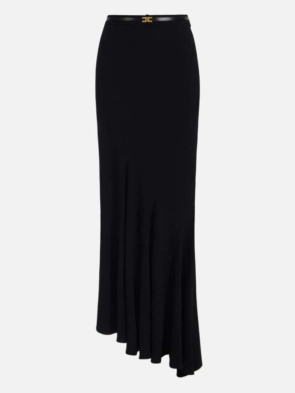 Asymmetric skirt in lightweight crêpe fabric with belt