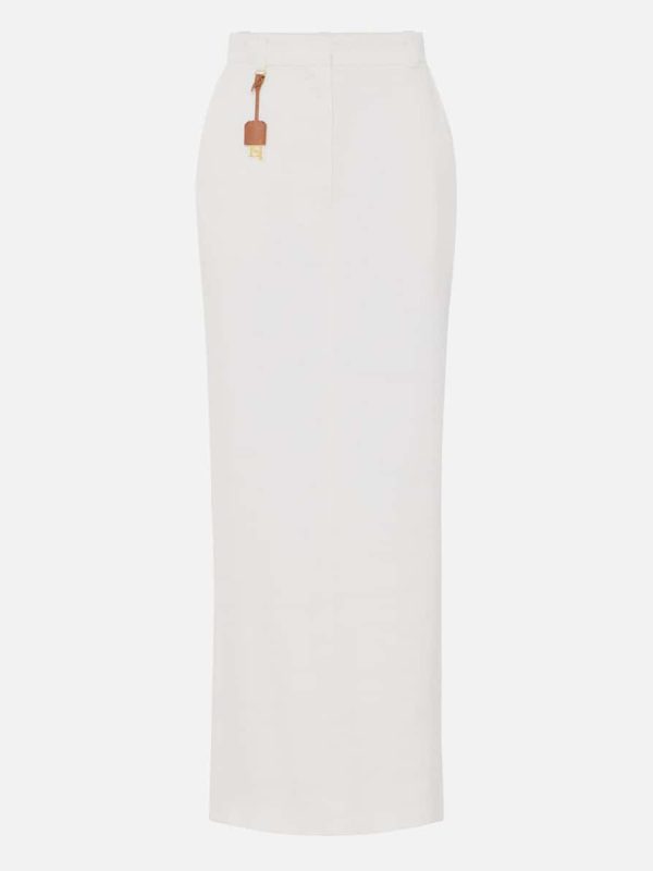 Linen-blend gabardine skirt