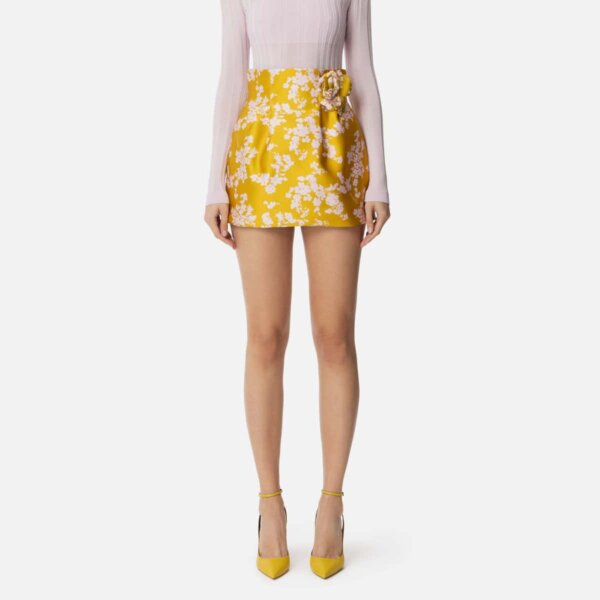 Printed skirt in duchess satin fabric