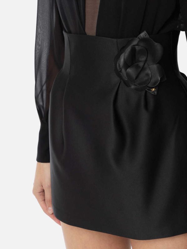 Duchess satin skirt with flower