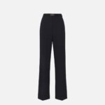 Crêpe trousers with satin bands