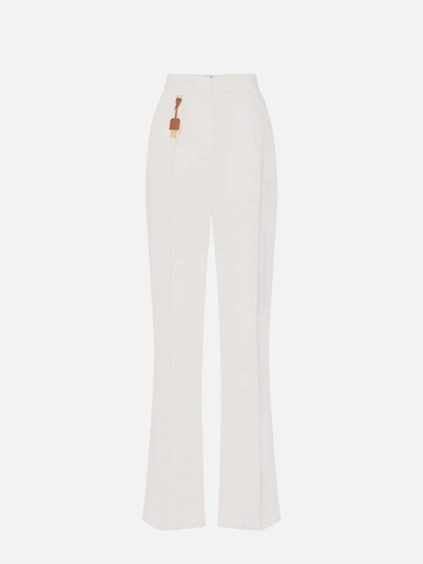 Linen-blend gabardine trousers with darts