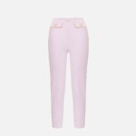 Trousers in crêpe fabric with piping and jewelled horsebit