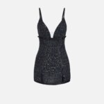 Tweed dress with sequins and bows